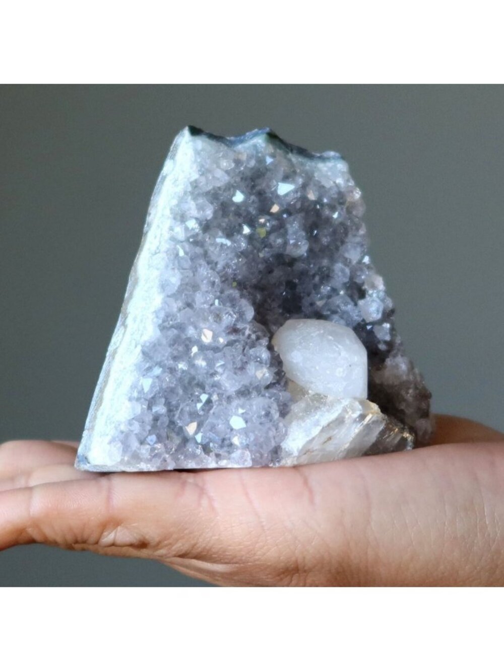 Amethyst Geode White Calcite Purple Cluster Soul Awakening